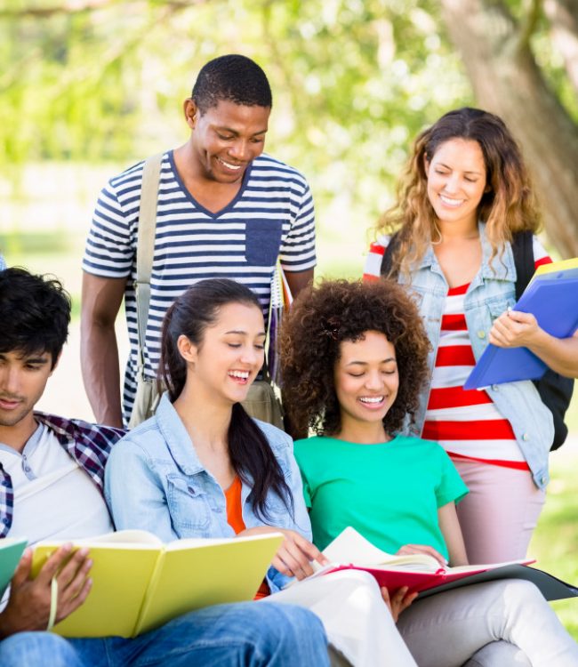 cheerful-students-studying