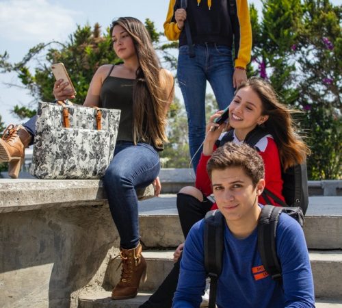 estudiantes en escalera